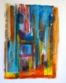 MAJIDA - Évocation colorée, Acrylique, Techniques mixtes sur toile, 92x100 cm