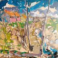 Yvonnick SORIN - La Cabane Rose, Acrylique sur toile, 100x100 cm